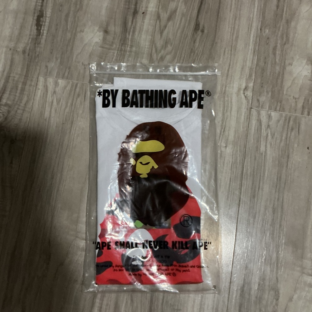 Bape White and Red Ape Head Tee